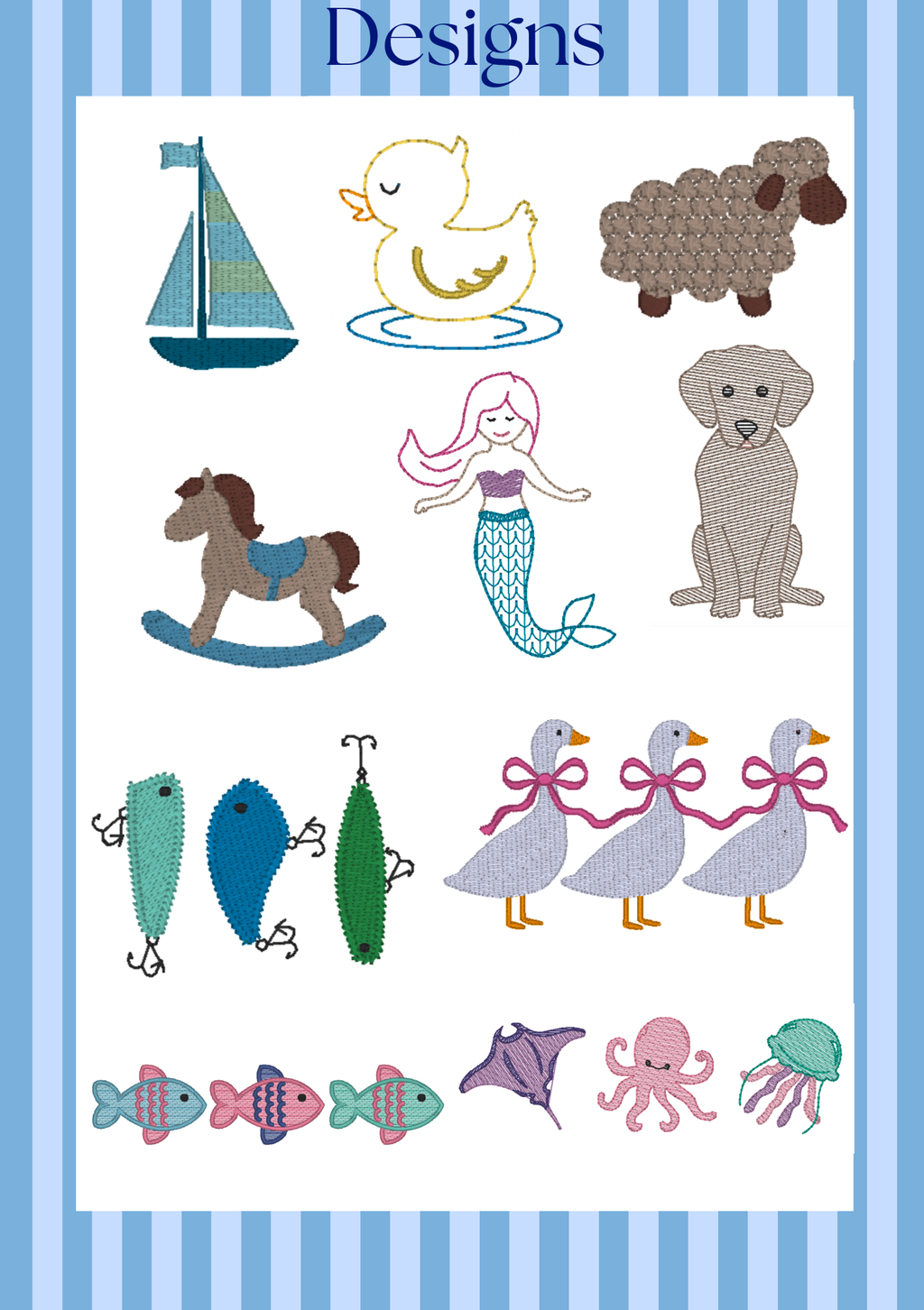 blue picot trim bib with monogram