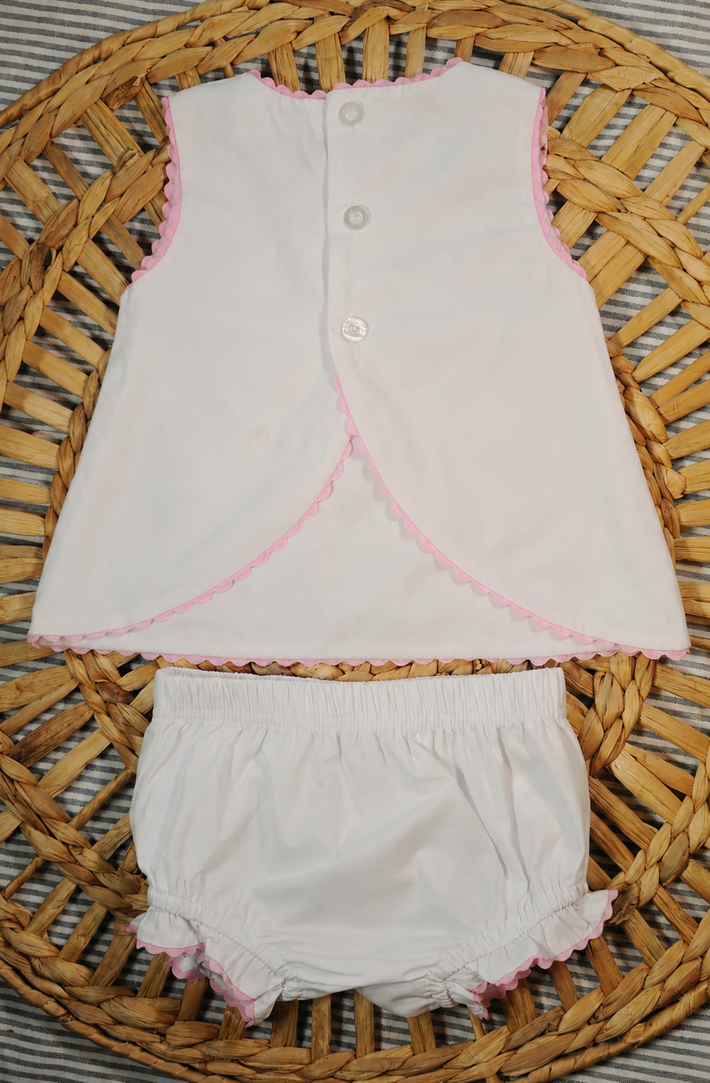 Pink ricrac trim set with monogram