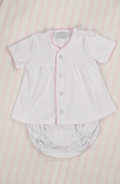Pink picot trim diaper set with monogram