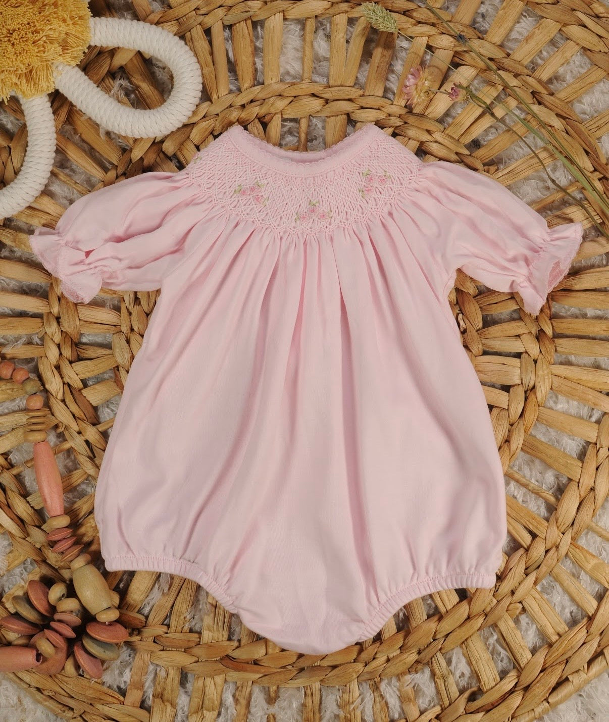 Pink smocked bubble