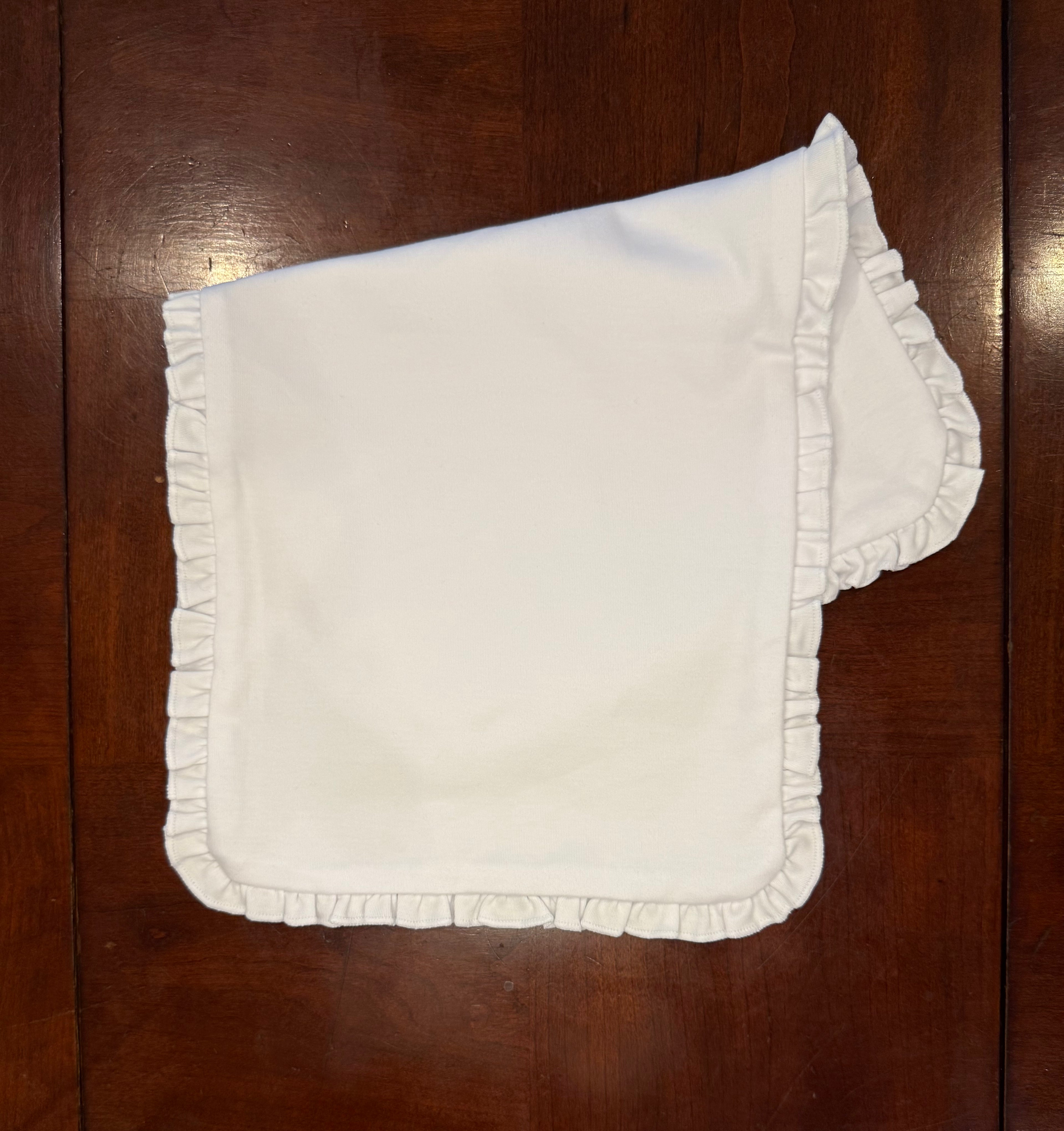 Ruffle burp cloth with monogram