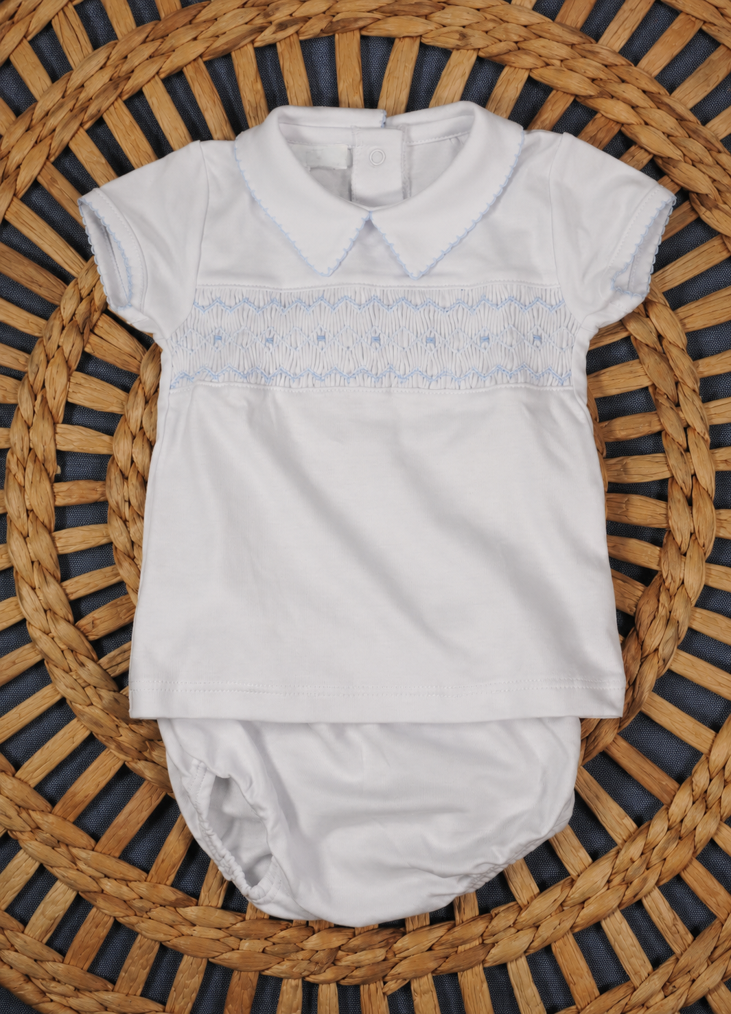 Boys smocked diaper set